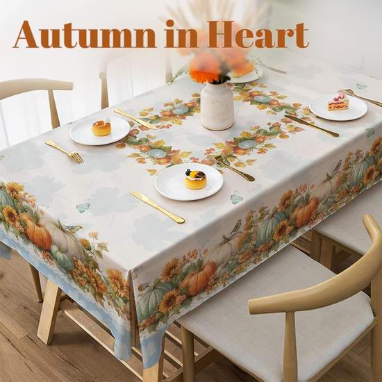  白菜价！历史新低！TiLegen 加拿大金秋 长方形/圆形涤纶桌布2.5折 5.99加元清仓！4款可选！