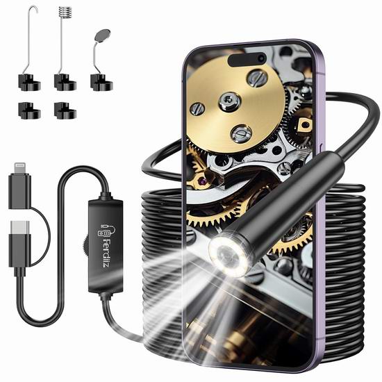  历史新低！Ferdiiz 10米 半刚性蛇管 1920P高清内窥镜摄像头4折 21.44加元包邮！