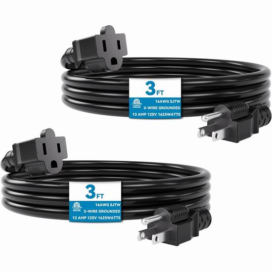 历史新低!Kasonic 室内外 3英尺电源延长线2件套5.9折 10.55加元! 历史新低!Kasonic 室内外 3英尺电源延长线2件套5.9折 10.55加元!