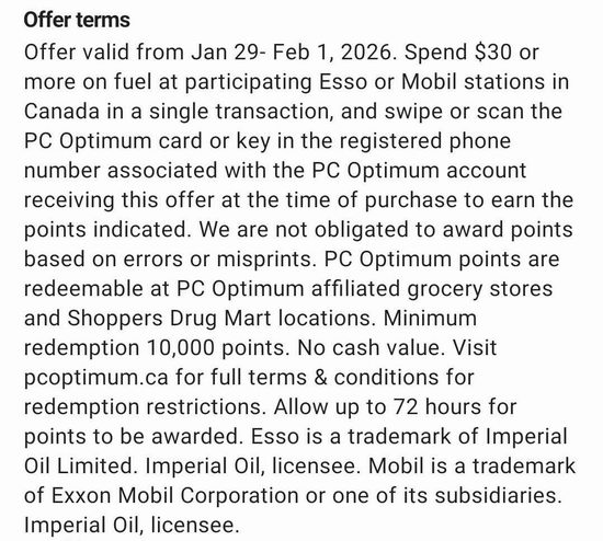 薅羊毛!PC Optimum会员加油限时送3000积分,变相9折!