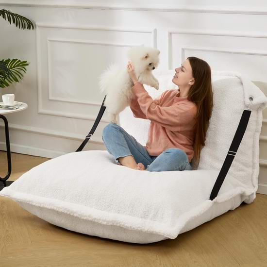  白菜价！历史新低！Homguava 三合一 羊羔绒+高密度海绵 巨型豆袋椅/懒人沙发/沙发床3.2折 44.99加元包邮！2色可选！