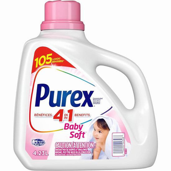  Purex 低过敏 温和温和 宝宝专用洗衣液（4.23升, 105缸）6.7折 9.47加元！