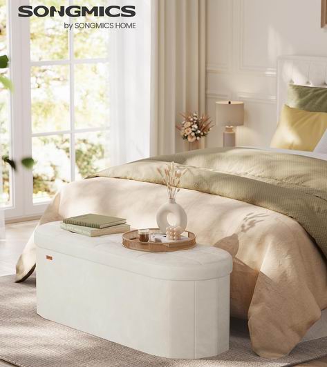  SONGMICS 折叠储物脚凳 卡布奇诺米色/粉色  53加元（原价 63.99加元）！2色可选