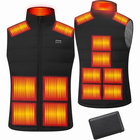  白菜价！历史新低！WaooHeat 10000mAh 15区加热 男女通用 电热背心3.3折 39.99加元包邮！
