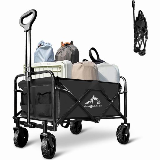  历史新低！SAILARY 重型可折叠 多用途沙滩车/四轮拖车3.9折 44.19加元包邮！2色可选！