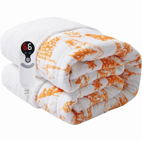  历史新低！Ladung 50 x 60英寸 超柔软电热毯3.9折 27.35加元包邮！