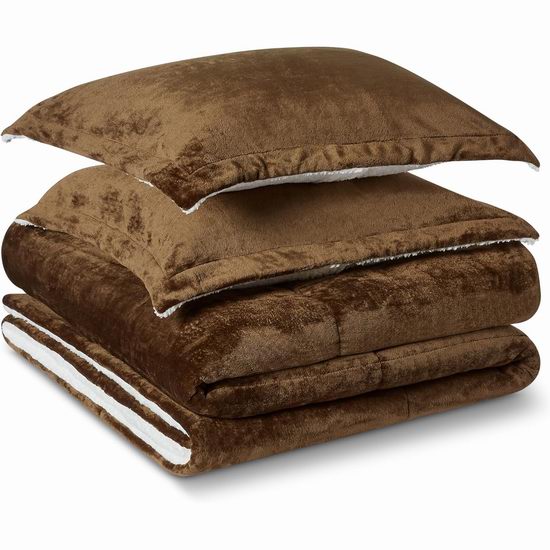  白菜价！Amazon Basics Queen 双面仿羊羔绒被子+枕套3件套 16.52加元！