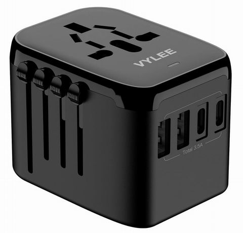  VYLEE 全球通用电源转换器 黑色款 25.49加元（原价 35.99加元）