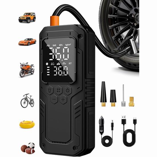 白菜价!历史新低!Wishokok 150psi 无绳汽车轮胎充气泵3折 19.79加元! 白菜价!历史新低!Wishokok 150psi 无绳汽车轮胎充气泵3折 19.79加元!