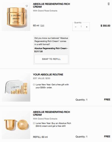 Lancome兰蔻马年大促,菁纯面霜买一送一+全场5折起+满送价值230加元菁纯大礼包!