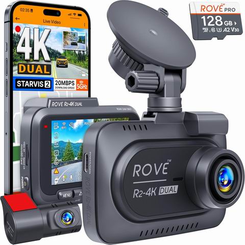  ROVE R2-4K 双镜头行车记录仪 152.99加元（原价  259.99加元）