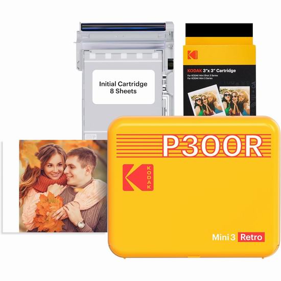  历史新低！KODAK 柯达 Mini 3 Retro 4PASS 便携式照片打印机+38相纸套装5.7折 124.99加元包邮！美好瞬间，定格百年！3色可选！