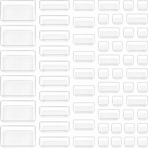  Vtopmart 透明塑料抽屉收纳盒60件  4种尺寸 39.99加元（原价 46.99加元）