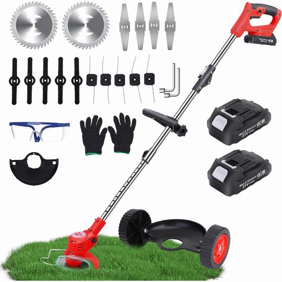  白菜升级！历史新低！MENSHINE 三合一无绳草坪修剪器/割草机 22.99加元！送价值9.99加元充电器！2色可选！