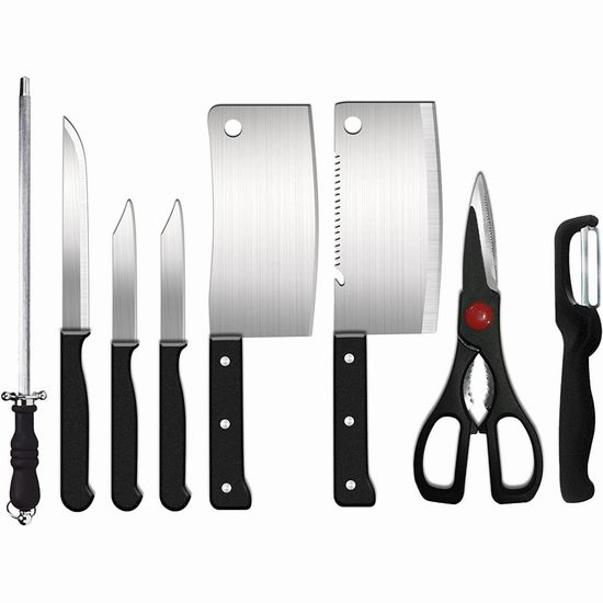 白菜价!历史新低!Generic 不锈钢中式厨刀8件套 16.99加元! 白菜价!历史新低!Generic 不锈钢中式厨刀8件套 16.99加元!