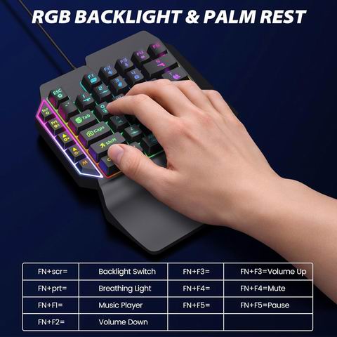 Laelr RGB背光39键有线单手游戏键盘鼠标套装 19.99加元(原价 39.99加元)