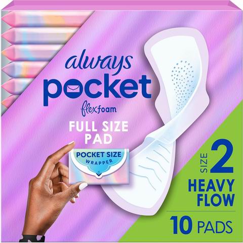  Always Pocket FlexFoam 无香型2号卫生巾10片装 带护翼  4.72加元（原价 6.49加元）