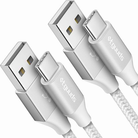  etguuds 白色 USB-C数据线2条装  8.79加元（原价 10.99加元）