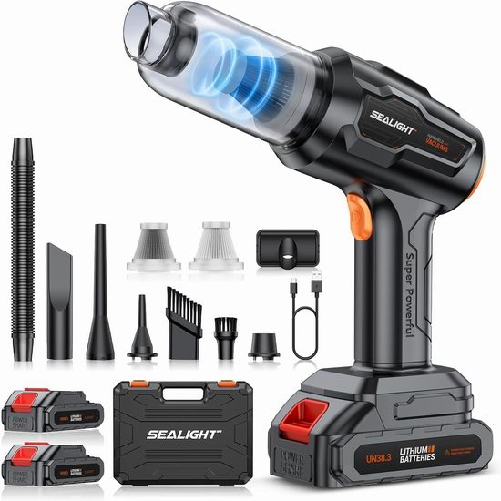 白菜价!历史新低!SEALIGHT 18V/120W 21000pa超强吸力 7合1 车载无线吹扫机/吸尘器3折 29.99加元! 白菜价!历史新低!SEALIGHT 18V/120W 21000pa超强吸力 7合1 车载无线吹扫机/吸尘器3折 29.99加元!
