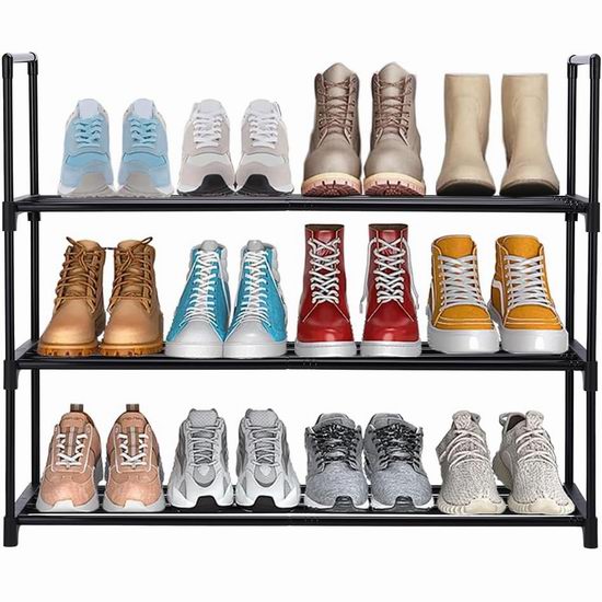  历史新低！LAIGOO 33英寸黑色金属三层鞋架5折 12.99加元！