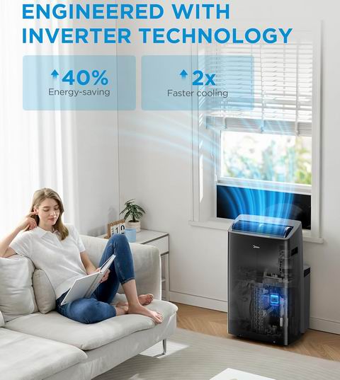 Midea 美的 Duo 14,000 BTU (12,000 BTU SACC)  高效变频超静音便携式空调 755.99加元（原价 839.99加元）