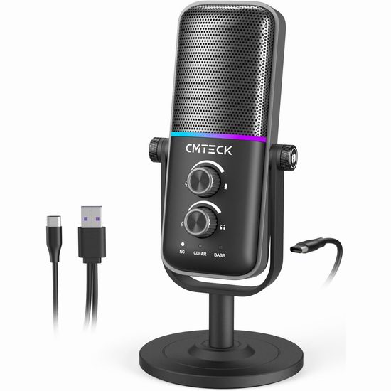  历史新低！CMTECK AI降噪 USB电容话筒/麦克风4折 23.99加元！