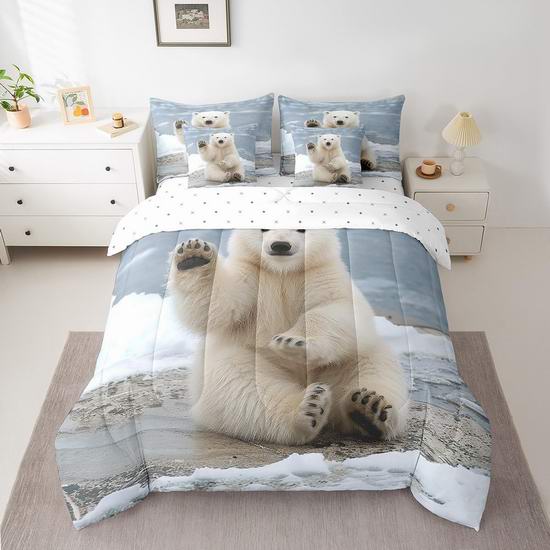  超级白菜！历史新低！Feelyou 北极熊印花 King被子7件套2折 25.68加元！