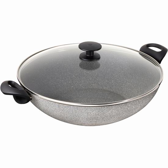 白菜价!历史新低!ZWILLING Ferrara Granitium 双立人 14英寸花岗岩不粘底 中式连盖深炒锅2.8折 49.99加元包邮!