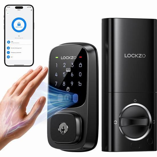 白菜价！历史新低！Lockzo 5合1 挥手开门 智能语音/密码/AI掌纹门锁3.2折 79.99加元包邮！