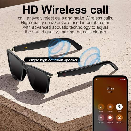  超级白菜！历史新低！Mdawnpeaks AI翻译 蓝牙音乐 防蓝光+紫外线 偏光变色太阳镜/智能眼镜2.1折 15.13加元清仓！