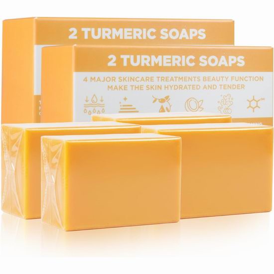  历史新低！Puresoak 深层清洁去角质 姜黄皂4件套4.2折 8.48加元！单件仅2.12加元！