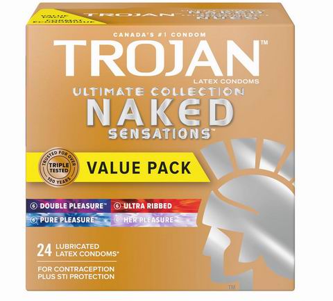  Trojan Naked Sensations 终极系列润滑乳胶避孕套24只装  9.29加元（原价 21.99加元）