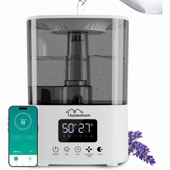 白菜价!历史新低!Azaeahom 4升 智能加湿器3.7折 45.29加元! 白菜价!历史新低!Azaeahom 4升 智能加湿器3.7折 45.29加元!