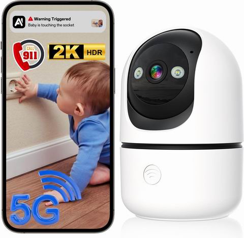  史低价！JUFLSKY  360° 旋转 2K 室内安防摄像头  配备手机 App  14.99加元（原价 29.99加元）