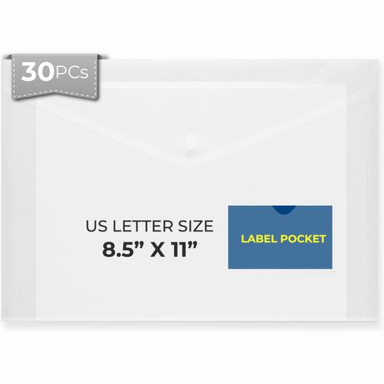  超级白菜！历史新低！FLEXOFFICE A4 透明塑料文件袋30件套1.7折 9.16加元清仓！免税！