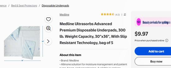白菜价!历史新低!Medline 10倍超强吸收 大姨妈/宝宝尿床/成人尿失禁 大号防漏护理垫70件套2.7折 30.46加元清仓!