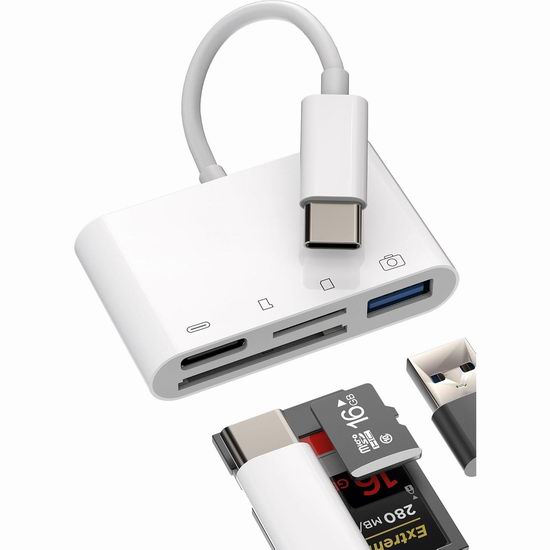  白菜价！历史新低！WASRUYI USB-C 4合1 OTG U盘/储存卡读卡器3.3折 4.6加元清仓！兼容手机电脑！