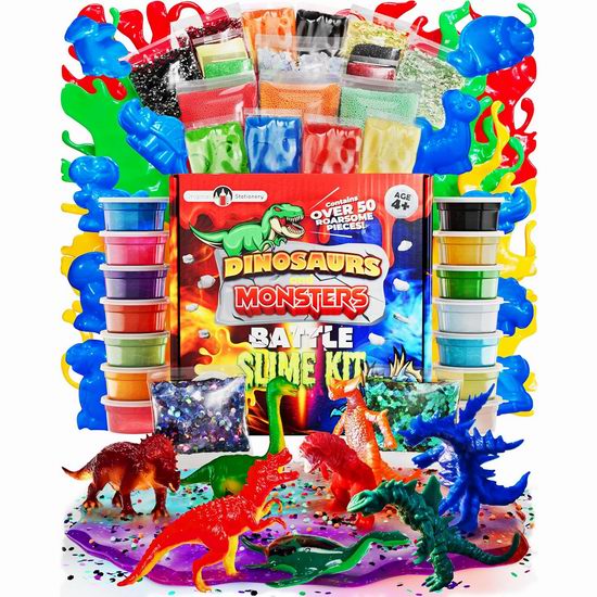  超级白菜！历史新低！Original Stationery 恐龙与怪兽战斗史莱姆玩具套装1.4折 4.5加元清仓！