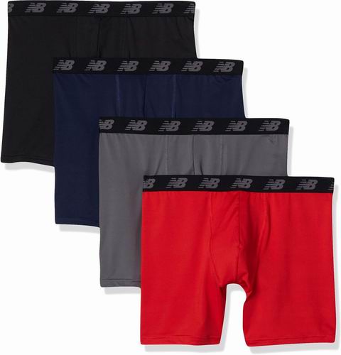  New Balance  男士5英寸无拉链平角内裤4 条装  19.98加元起！多款可选