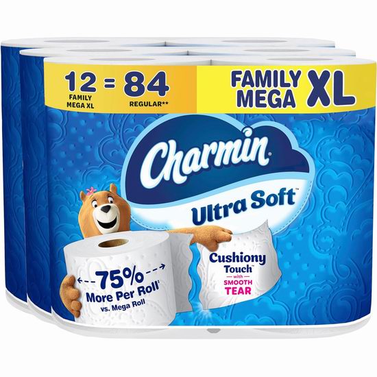  历史新低！Charmin 超软/超强 超大卷卫生纸12卷装7.1折 23.86加元！1卷相当于7卷！2款可选！