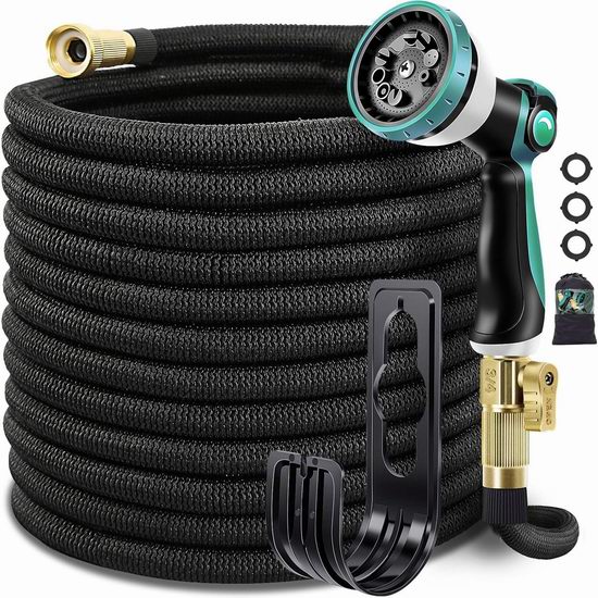  历史新低！Relxitl 超耐用 100英尺 花园浇水 弹性伸缩水管5折 29.99加元包邮！送喷头+挂钩！