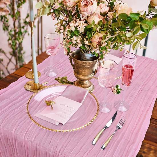  超级白菜！历史新低！Babenest 10英尺浪漫粉色纱布桌旗12件套0.7折 5.99加元清仓！单件仅0.5加元！