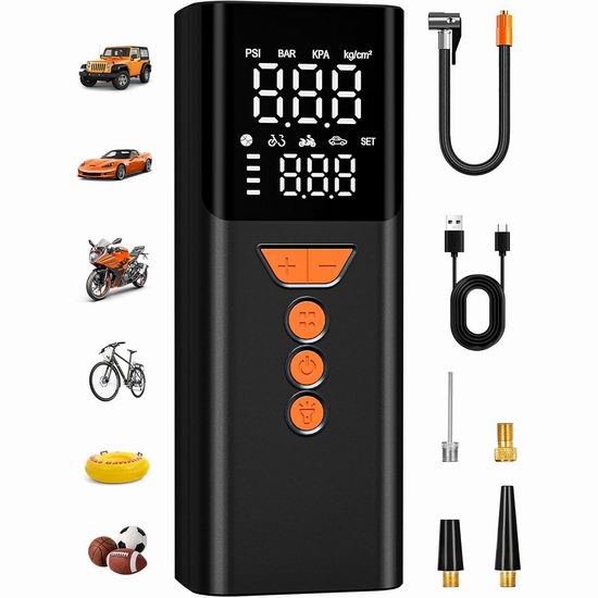  白菜价！历史新低！JivDaw 150PSI 便携式轮胎充气泵2.2折 17.49加元！