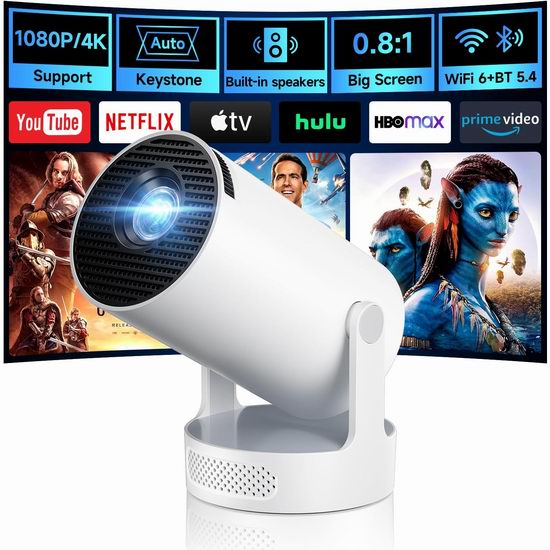  白菜价！历史新低！Kimwood WiFi 6 蓝牙 升级HiFi 1080P 家庭影院 安卓智能投影仪3.2折 50.39加元包邮！