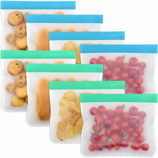  Generic 可重复使用 可冷冻 密封保鲜袋/零食袋8件套3.9折 7.99加元清仓！