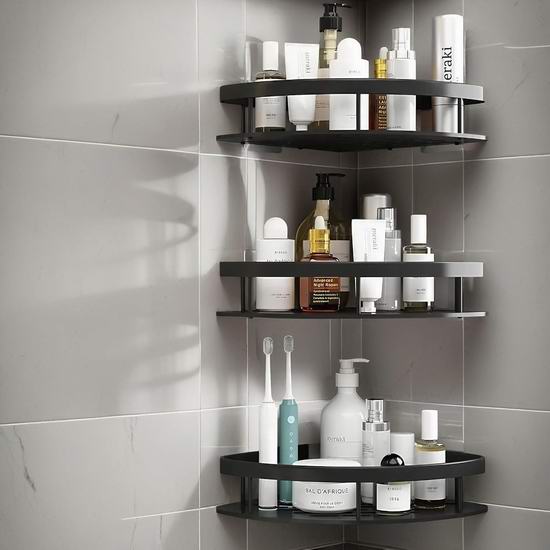  白菜价！历史新低！JUJINQUANY 2-3层 黑色厨房淋浴转角置物架 9.34-12.74加元清仓！