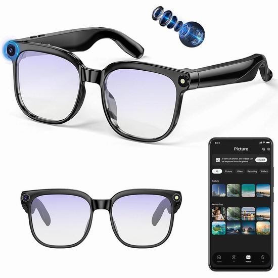  白菜价！历史新低！Haulvean 4K超高清 800W 4合1 AI智能眼镜3.3折 99.99加元包邮！