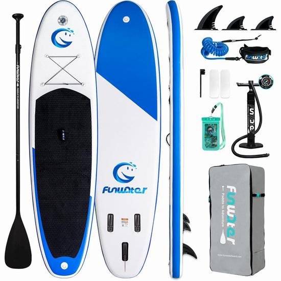  历史新低！FunWater 超轻PVC 11英尺 SUP充气站立式桨板4.2折 139.96加元包邮！