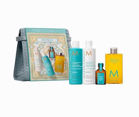 Moroccanoil 保湿顺发洗护套装+迷你发油+沐浴露+化妆包 76.41加元（原价 102加元）