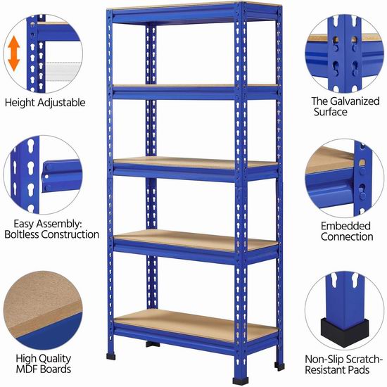  历史新低！Yaheetech 5层重型金属置物收纳架4.2折 45.89加元包邮！